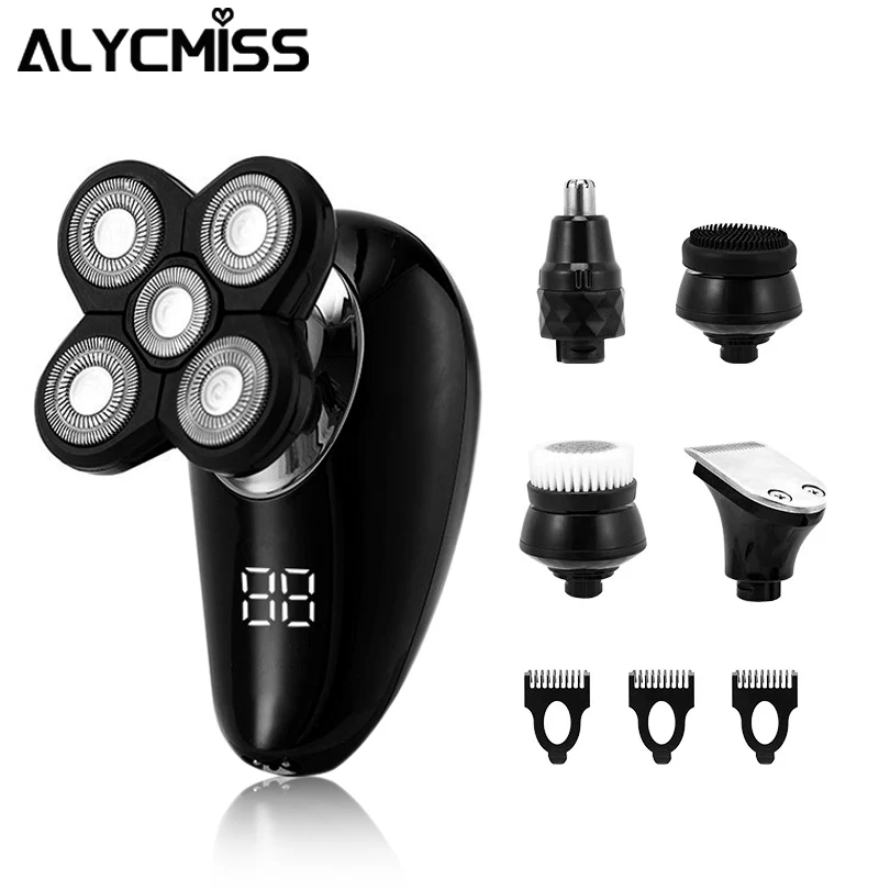 

Electric Shaver for Men Rechargeable Beard Sideburn Nose Hair Trimmer 5 Cutting Floating Razor Bald Head Shaving Machine
