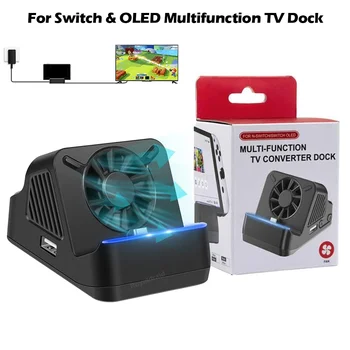 Dock di ricarica multifunzione portatile per Switch con ventola di raffreddamento e porta USB 3.0 per console Switch OLED