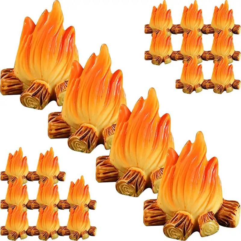 Fake Fire Campfire ornamento para casa de boneca, adereços paisagismo, decoração em miniatura, 20pcs