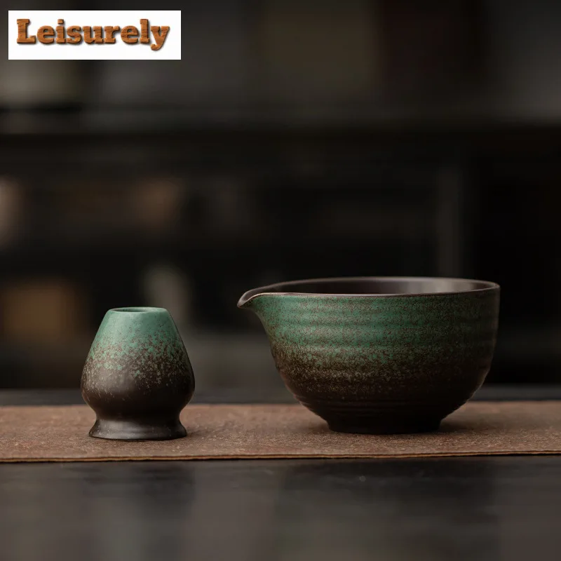 Ancient Pottery Round Ring Pinch Mouth Tea Set Complete Set Japanese Matcha Set Kit Green Tea Powder Home Tea-making Tools Craft