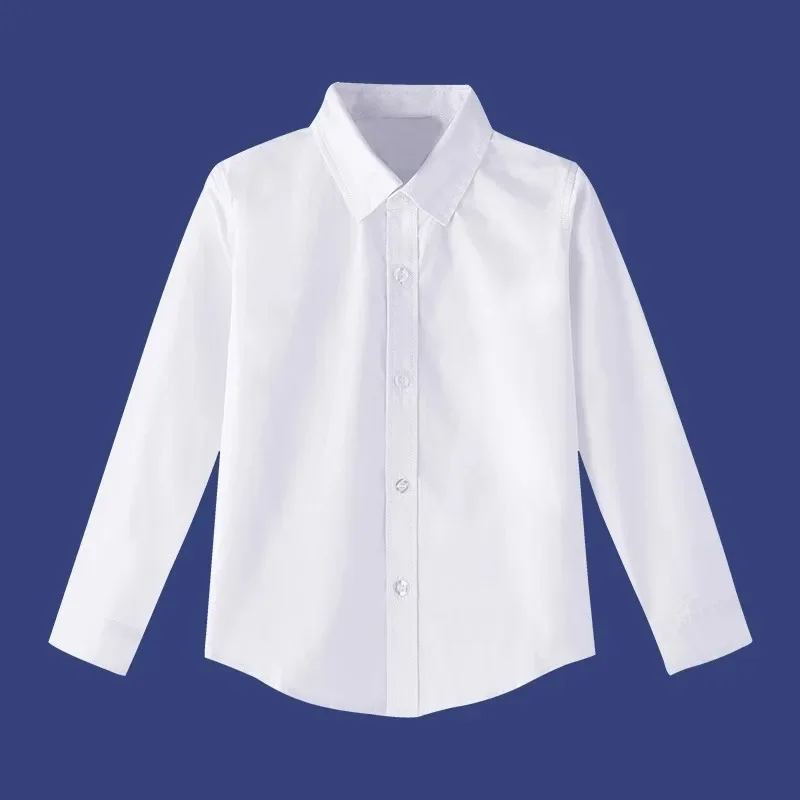 Pure Cotton Long Sleeve White Shirt Children's Performance Outfit Primary School Uniform for Boys And Girls Students