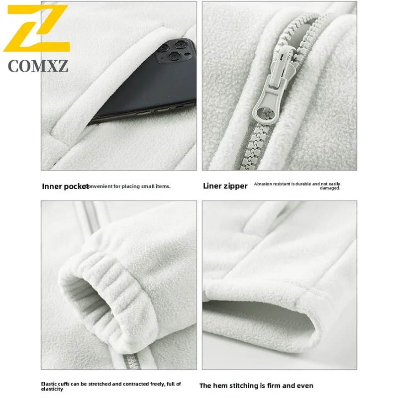 COMXZ Mens Jacket Comfortable Outdoor Adventure Thickened Warm Parka Street Style Cold Resistant Winter Zipper Outerwear