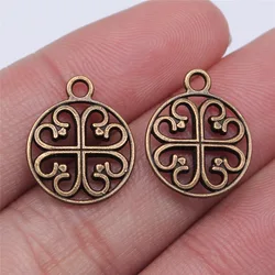 Set of 20 Elegant Multi - Colored Flower Round Charms (Antique Bronze Color)