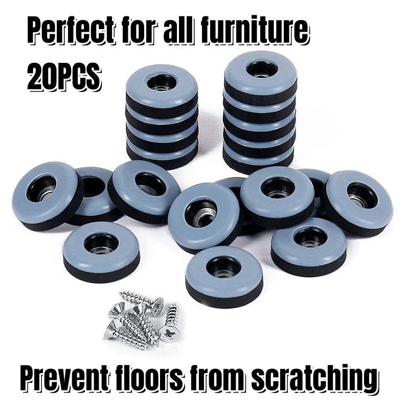 Furniture Gliders 20pcs 19/25mm Furniture Sliders Pads With Screws Glides Sliding Block Table Chair Leg Mat Carpet Hardwood Floor Protector