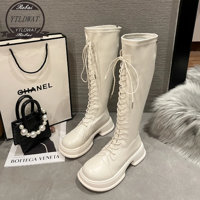 Women's Rubber Boots Female Shoes Round Toe Sexy Thigh High Heels