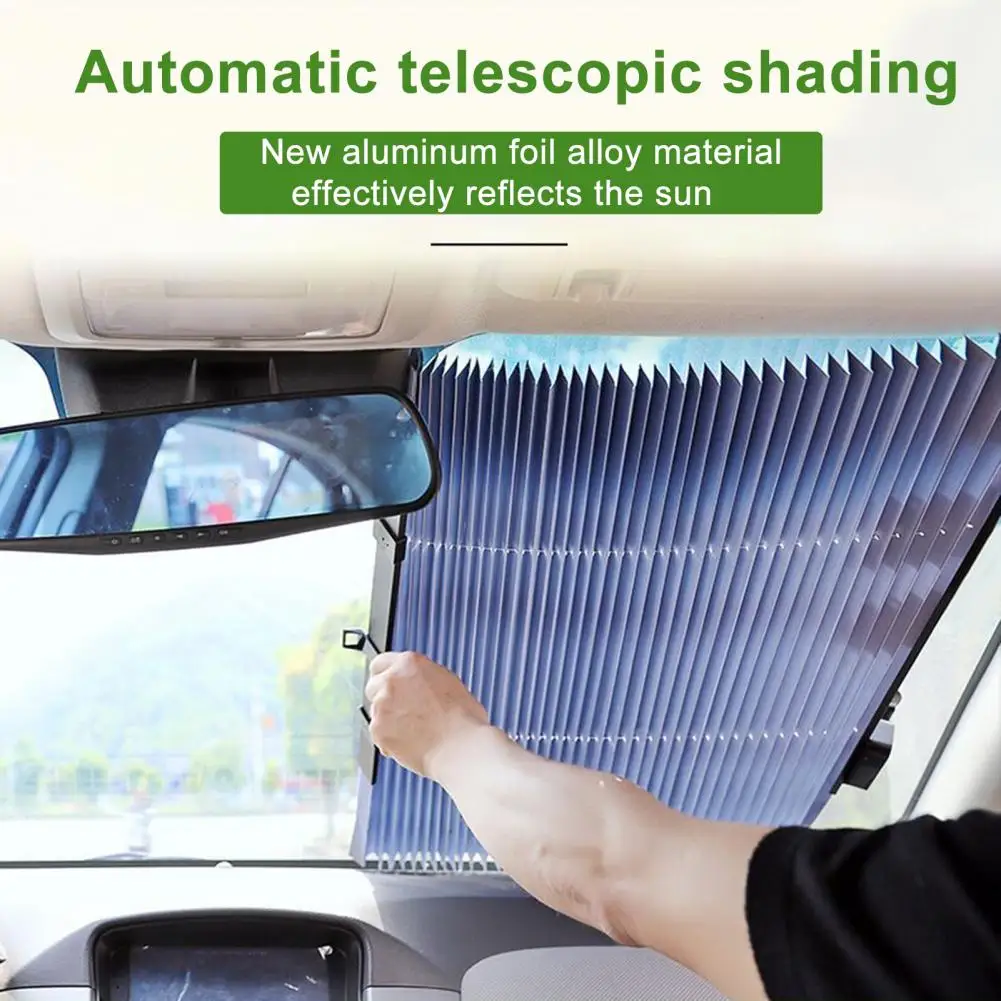 Car Retractable Curtain Hassle-free UV Protection Sunshade Extra Large  Retractable Windshield Sun Shade for All Car Windows