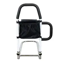 Seniors Bed Assist Rail with Two Grab Bars Sturdy PU Foam Handle Two Handles in 1