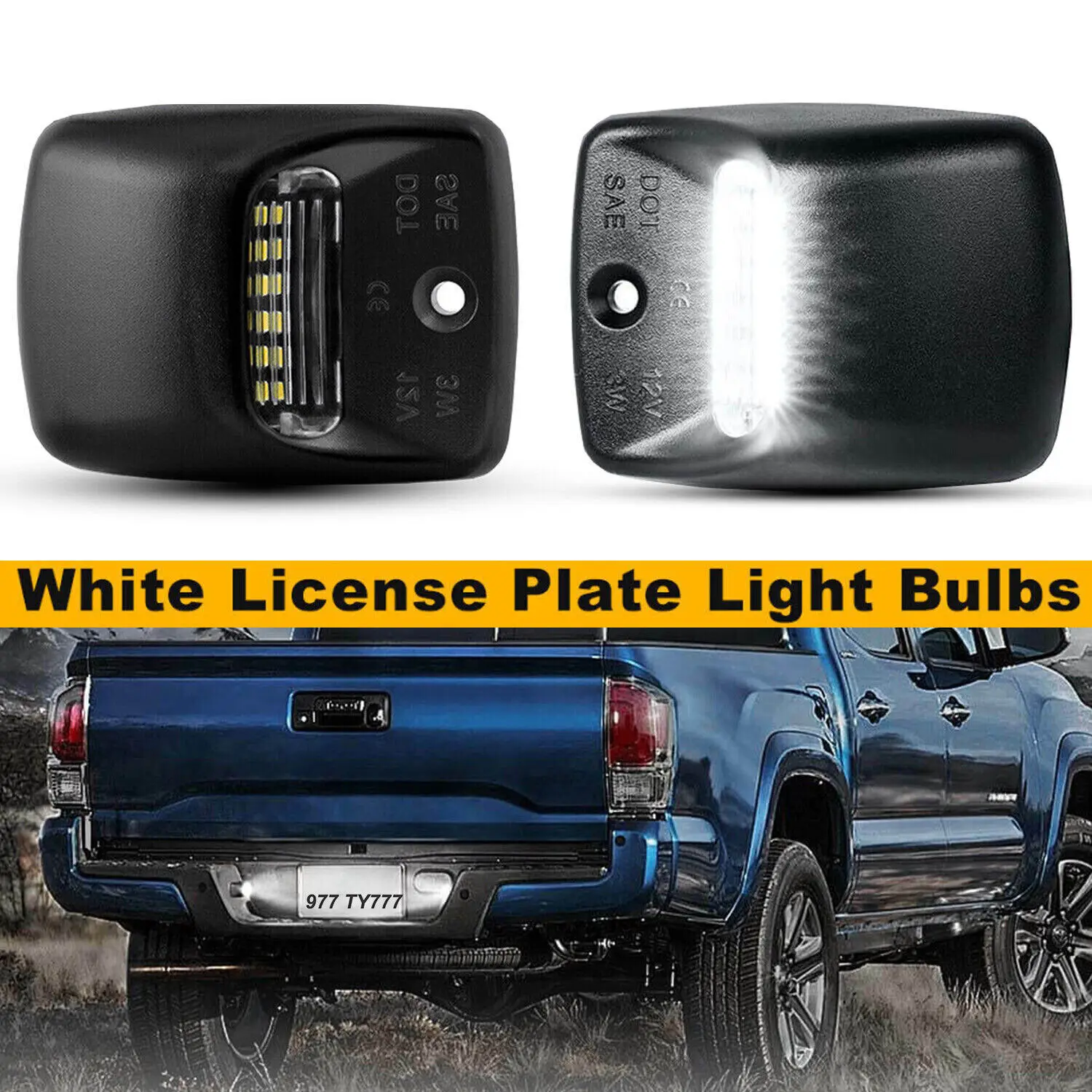 

Winetis 2Pcs BRIGHT 6000K White LED For Toyota 2005-2015 Tacoma 2000-2013 Tundra Bumper License Plate Light Number Lamps