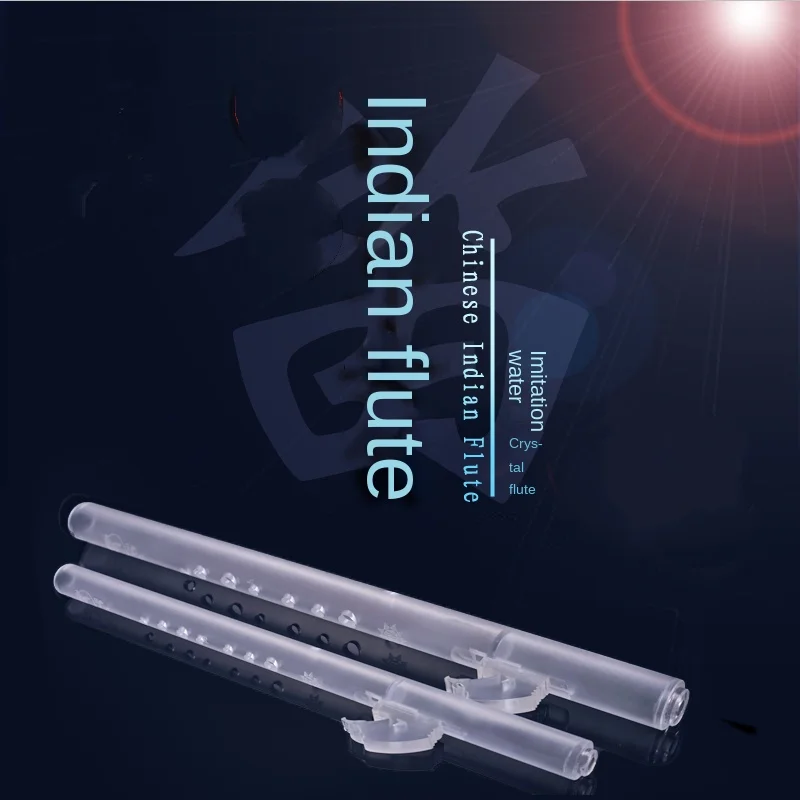 

1Pc Hong Xiao Chinese Style Indian Flute Imitation Crystal Transparent Flute Professional Stage Performance Musical Instrument