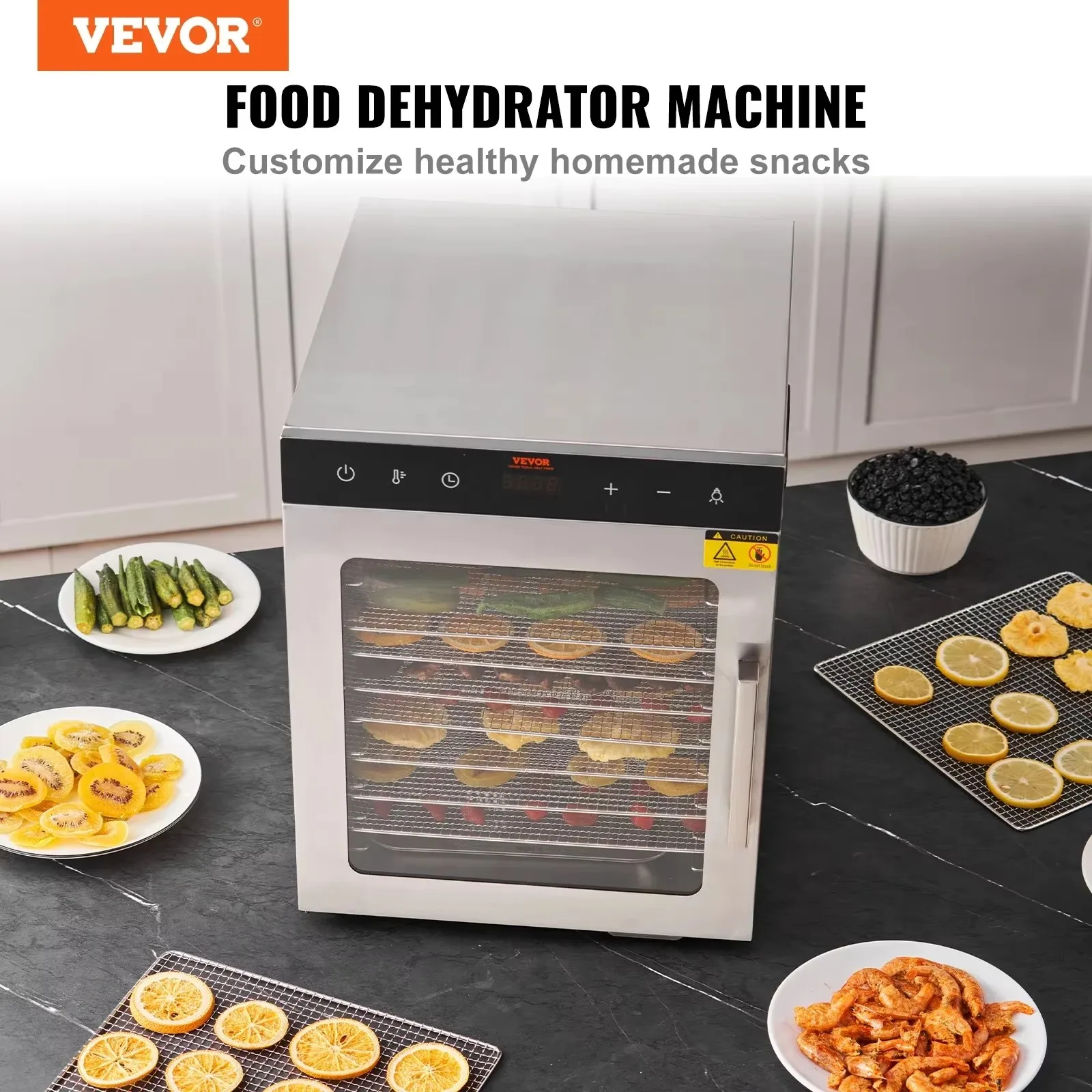 VEVOR Electric Food Dehydrator Machine with 10Tray Food Dehydrator 800/1000W Household Vegetables Fruit Dryer with Digital Timer 4