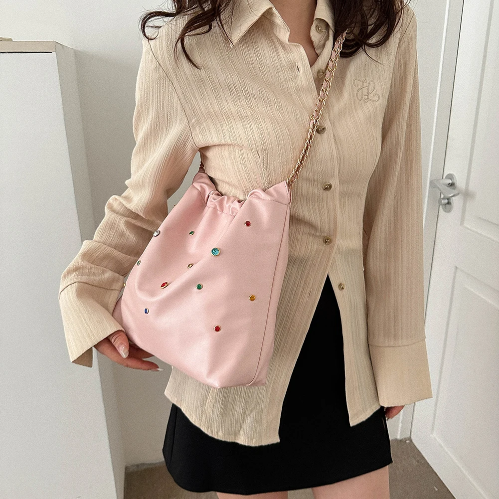 Women's Shoulder Bags PU Leather Casual Tote Bag Fashion Composite Handbag Large Capacity Chain Hobos Crossbody Bag Shopping Bag - 2