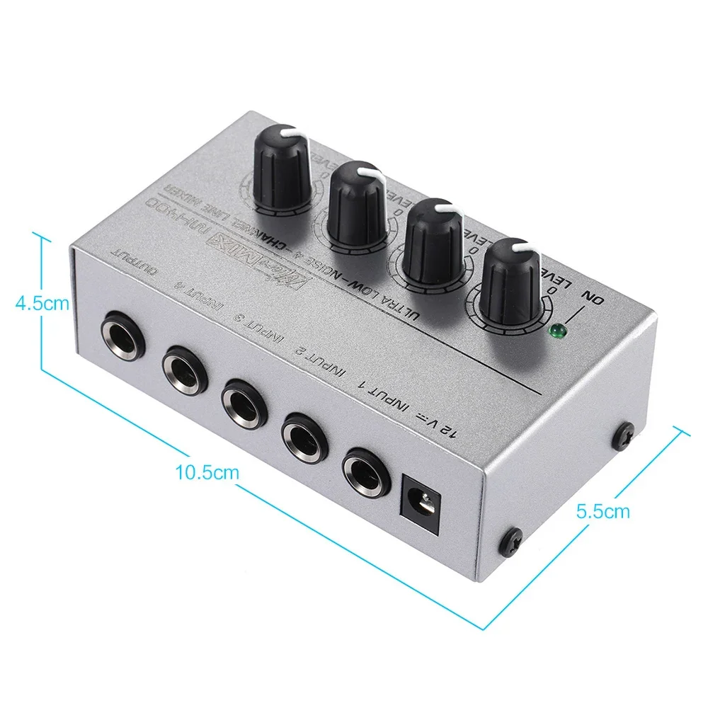 MX400 Audio Mixer Headphone Amplifier Ultra Compact Sound Low Noise With Power Adapter 4 Channel DJ Karaoke Headphone Amplifier headphone amplifier