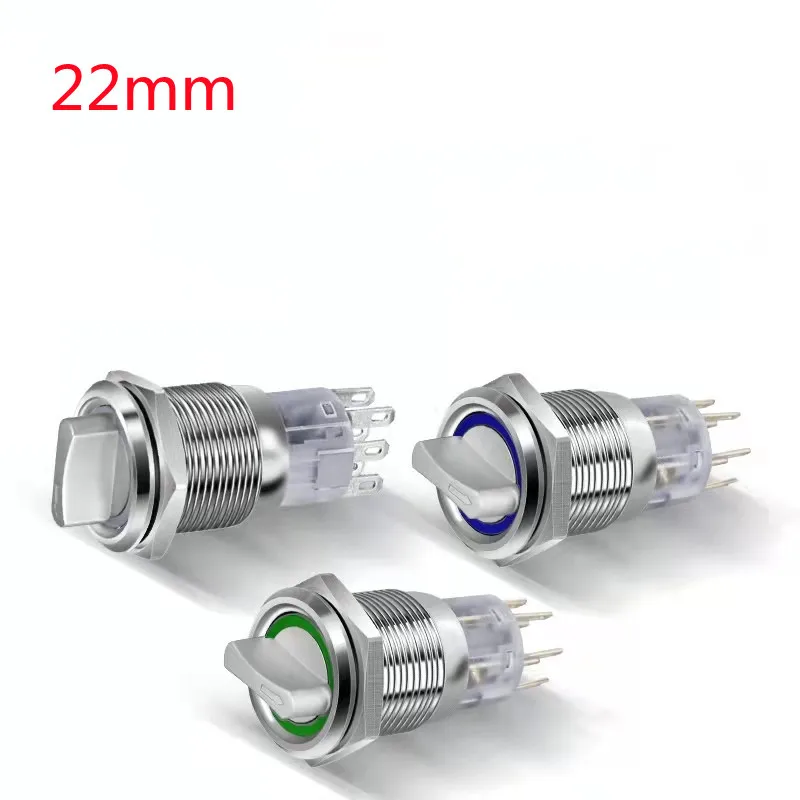 

Self-return Momentary Self-locking Fixation Waterproof DPDT Illuminated Metal Selector Knob Rotary Switch 2 3 Position LED Lamp