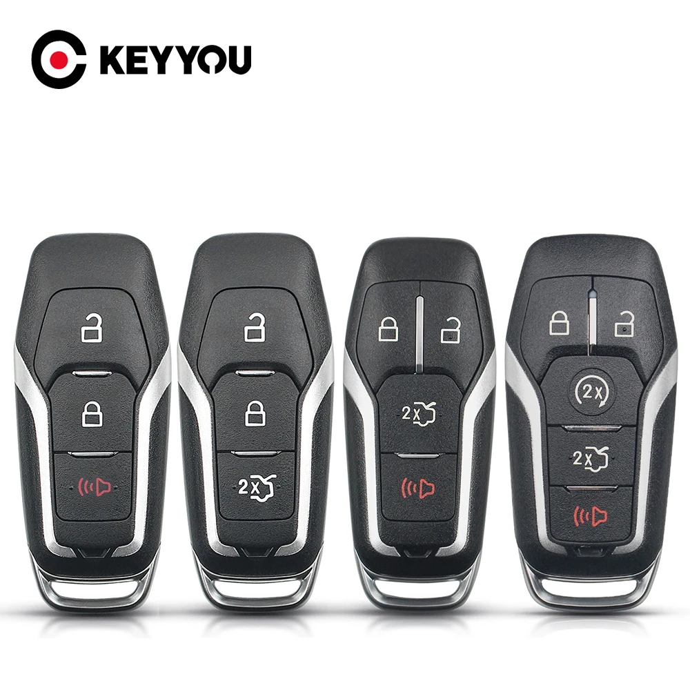 Keyyou – Coque De Clé Télécommande Intelligente, Avec Lame, Pour Ford 2015, Explorer Edge, Mustang Fusion 3/2016 Boutons, 2017, F-150, 4/5