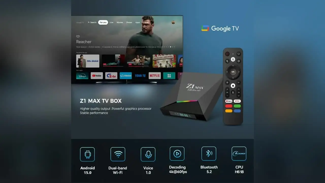 Z1 Max TV Box Android 15 iptv Allwinner H618 Quad Core 4G 5G Dual