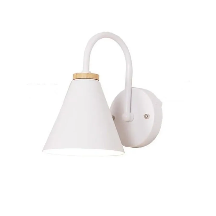 Applique Parete E27 Stile Nordico In Ferro E Legno | Colore Bianco | Ideale Per Soggiorno E Camera Da Letto | Lampada Senza Lampadina - 5