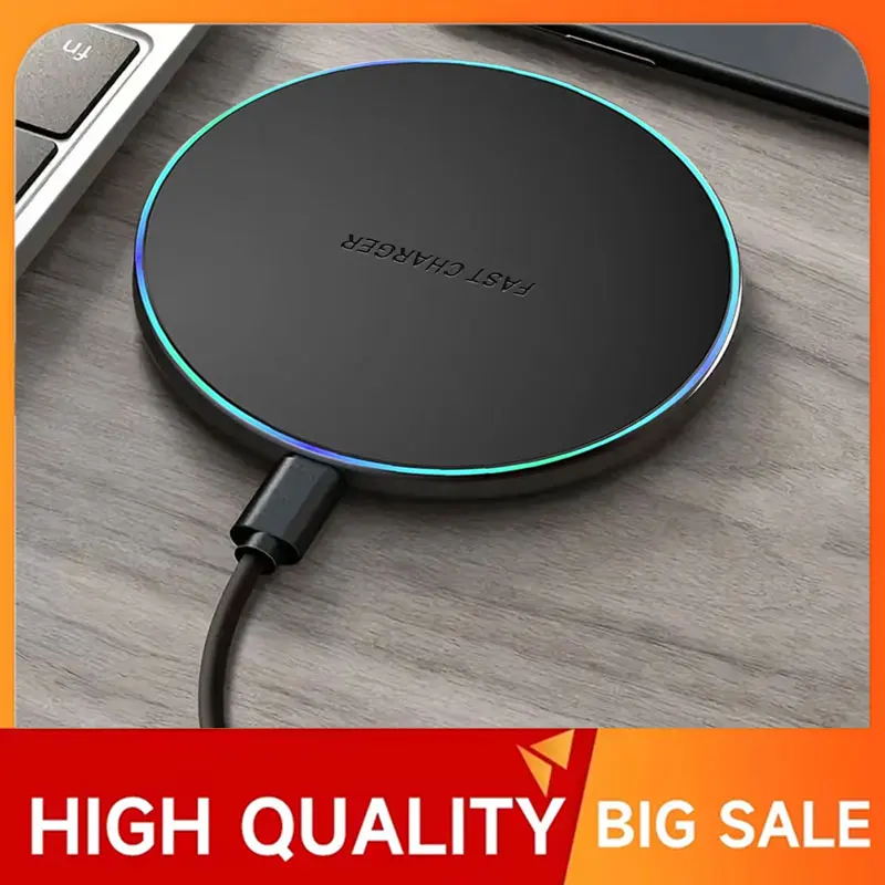 LED Wireless Charging Pad iPhone 16 15 14 13 12 8 X XS Samsung S20 S21 S22 Xiaomi Huawei Desktop Fast Charging Dock Station