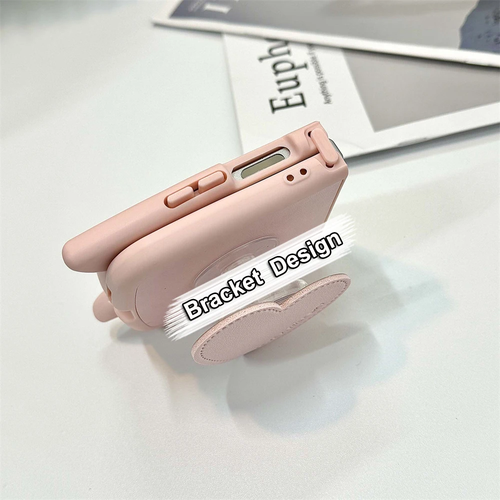 Cute Cat Ears Leather Bracket Phone Case with Stand Feature