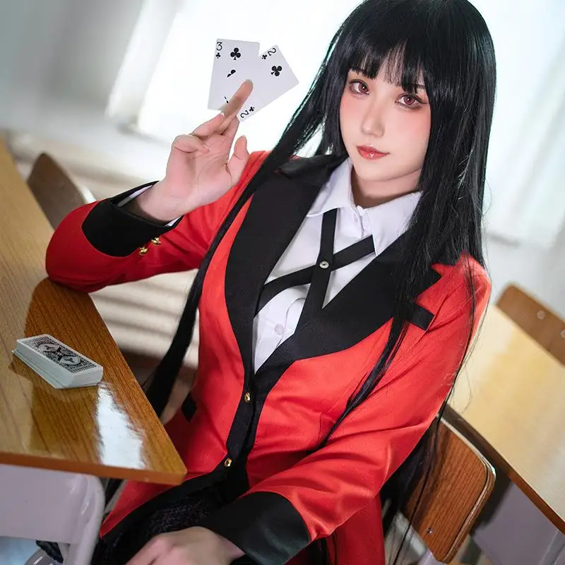 

Kakegurui Jabami Yumeko Cosplay Costume Halloween Sayaka Compulsive Gambler Anime School Girl Pleated Skirt Uniform Full Set