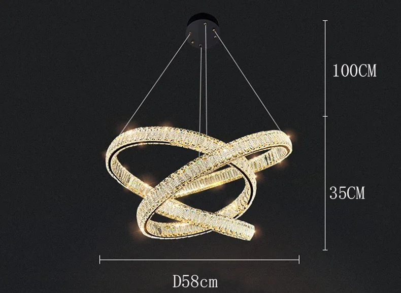 Description Picture 3 of itemContemporary Originality Pendant Lamps Simple Metallic Luster Light Luxury Crystal Chandelier Restaurant Villa Foyer Art Decor