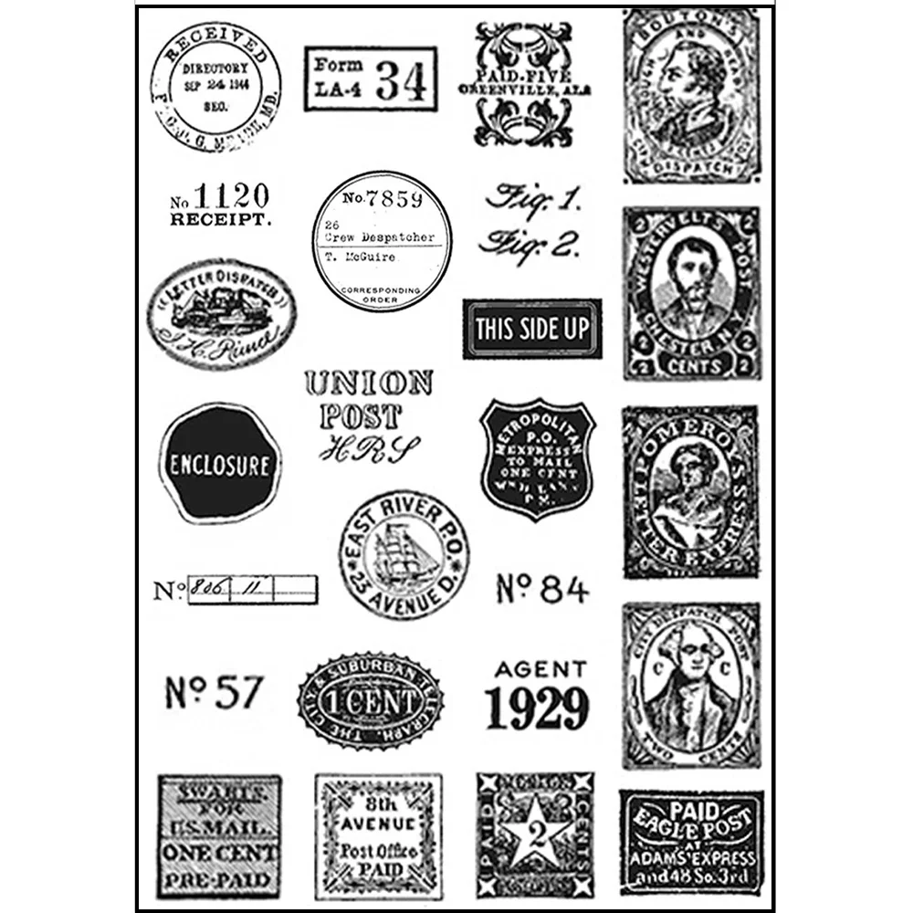 Vintage Totem Digit Label Transparent Stamps for Card Making