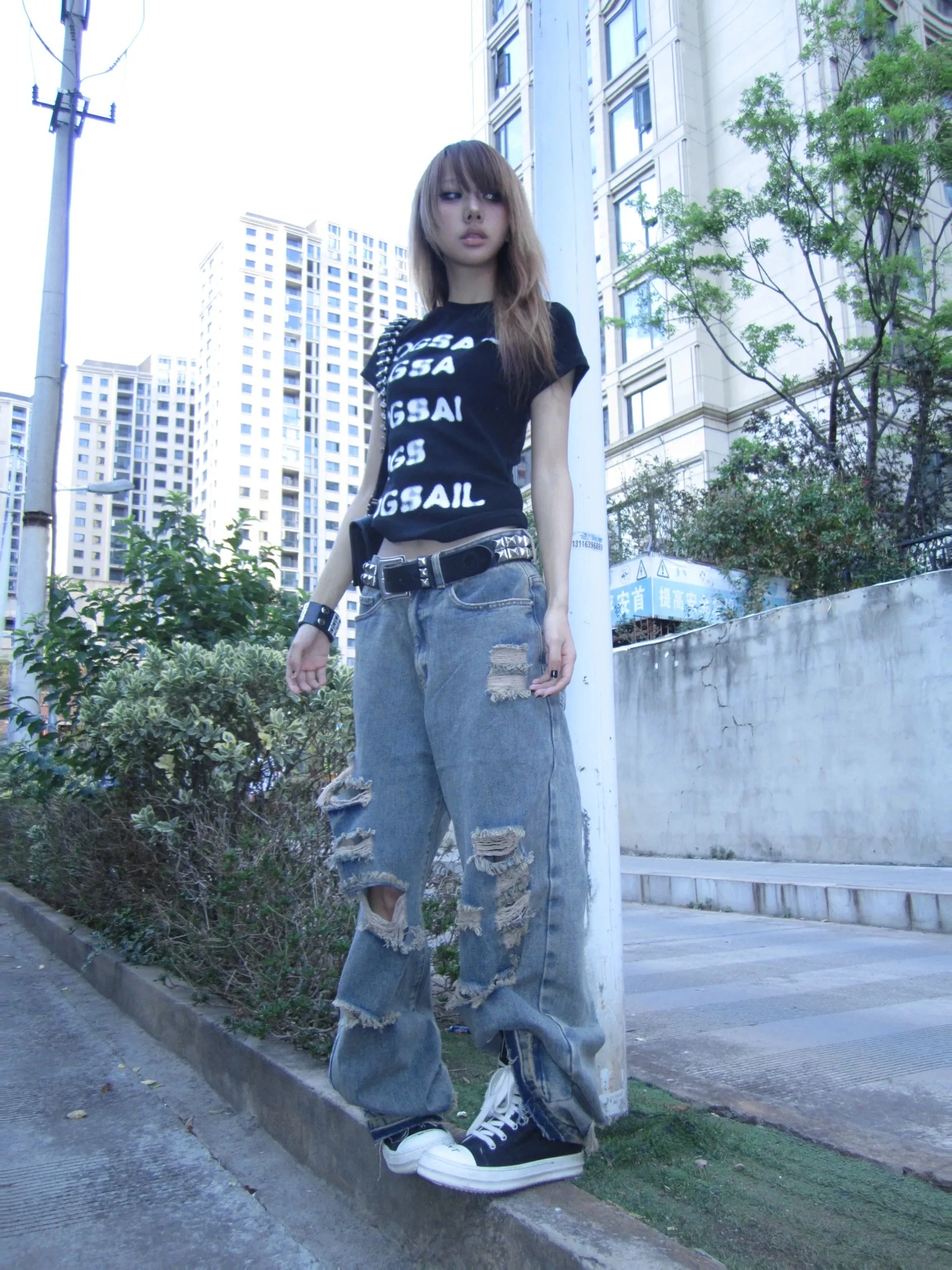 Karrcat Grunge Ästhetik Brief Drucken T-shirt Trashy 2000er Jahre Stil Kurzarm T-shirt Japanische Y2k Crop Tops Amerikanischen Retro – Detail 7
