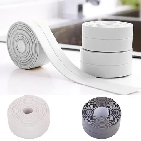 

Sealing Strip Tape Bathroom Shower Sink Bath Caulk Tape White PVC Self adhesive Waterproof Wall sticker for Bathroom Kitchen