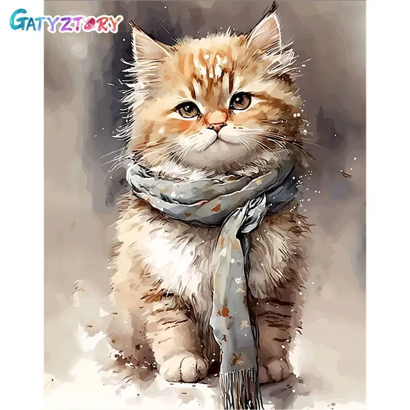 

GATYZTORY DIY Paintings By Numbers Kits Cat On Canvas Acrylic Paint By Numbers For Adults Modern Wall Home Decoration Gfit