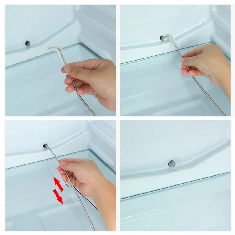 Refrigerator Cleaner Spiral Cleaning Brush Stainless Steel Pipe Bendable Tube Washing Home Supplies
