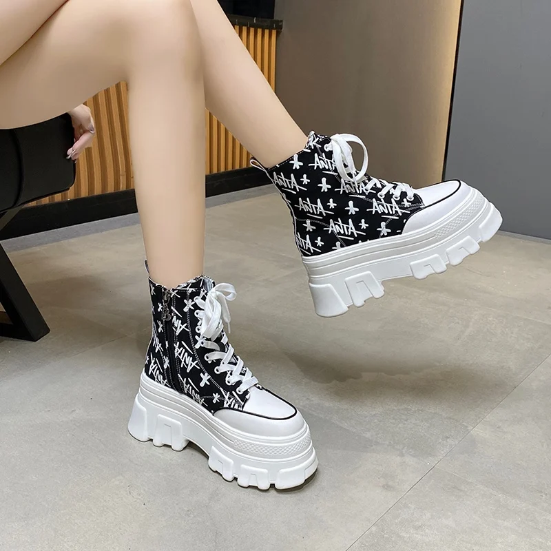 Zapatos de lona con estampado de para zapatillas de plataforma con parte inferior alta, de verano, 2021 - AliExpress Calzado