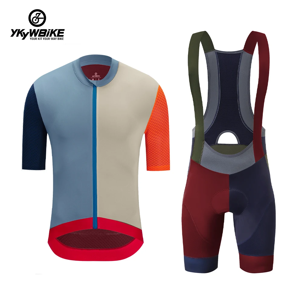 YKYWBIKEMenCyclingSetSummerCyclingJerseyBibShortsRoadBike
