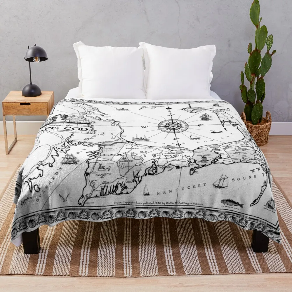 

Vintage Map of Cape Cod BWThrow Blanket Sofa blankets
