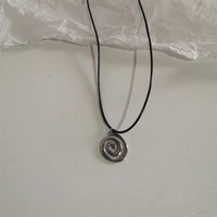 Vintage Spiral Vortex Pendant Hand-woven Leather Rope Necklace for Women Unisex Boho Pentagram Necklace Fashion 2023 Y2K Jewelry 4