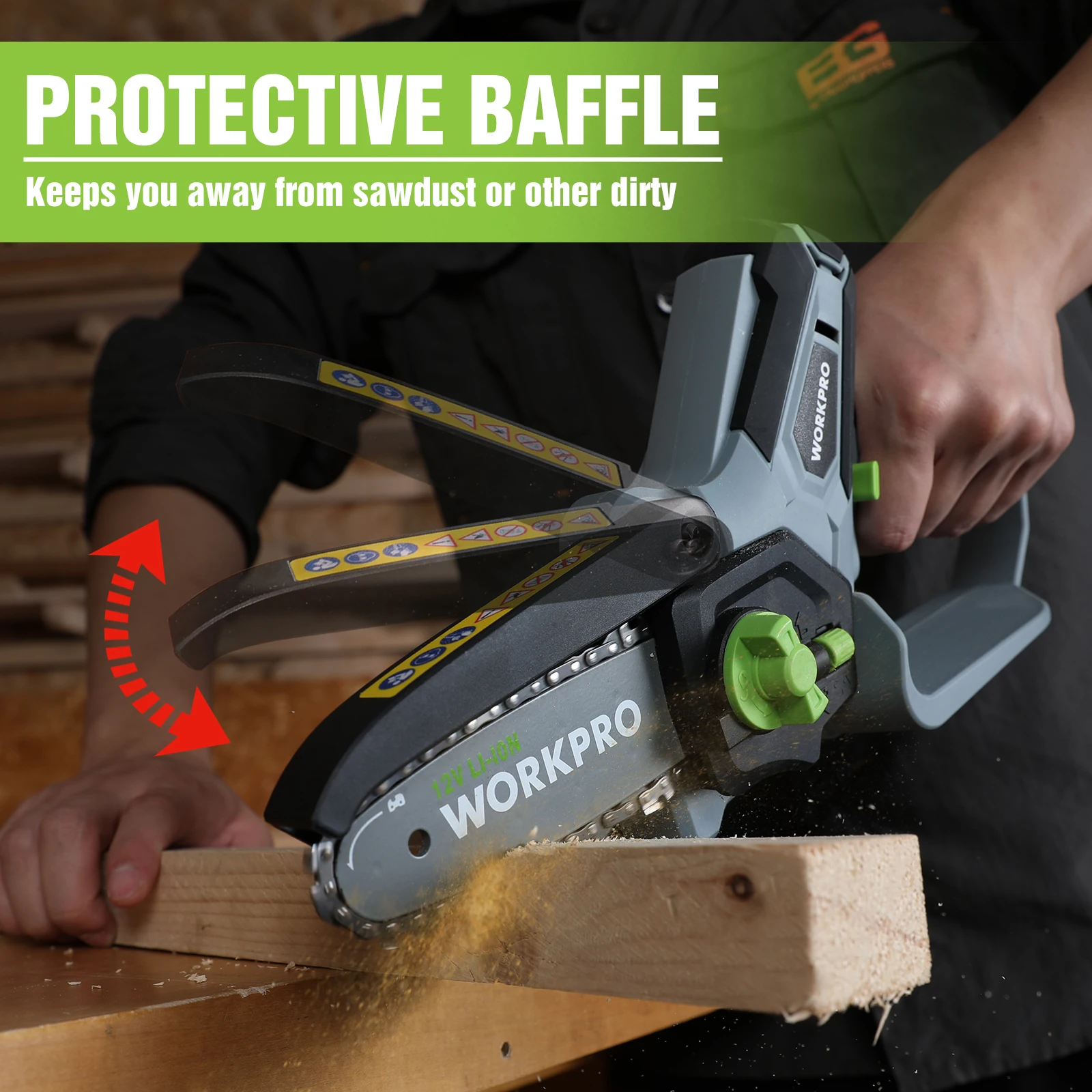 12V Mini Chainsaw Portable Electric Pruning Saw Rechargeable Small Wood Spliting Chainsaw Woodworking Tool for Garden