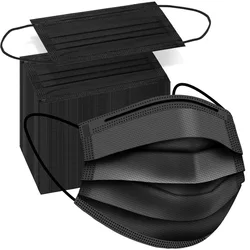 100 PCS Black 3 - Ply Protective Disposable Face Masks - Personal Healthcare Essentials (100pcs)