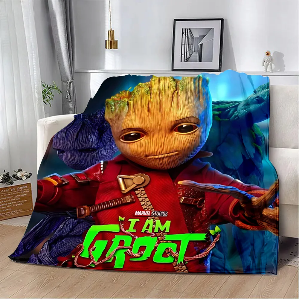 Marvel Cute Groot Printed Blanket Picnic Blankets Warm Blanket Soft and Comfortable Blanket Home Travel Birthday Gift 6