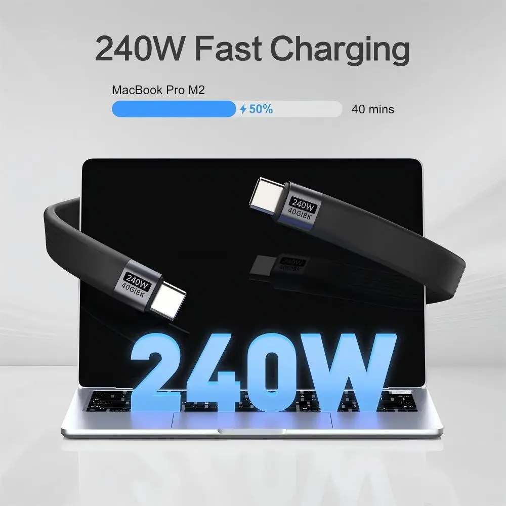 High-Speed USB-C to USB-C 240W 40Gbps Keychain Cable - 8K Video & Power Delivery