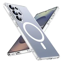Crystal Clear Magnetic Phone Case with MagSafe Wireless Charging Protection for Galaxy S23 Ultra (Transparent)