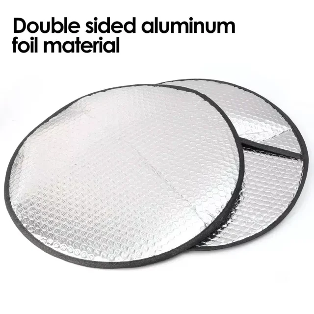 Volante per auto Parasole Doppio spessore Protezione solare Pieghevole Anti-uv Protezione solare Forniture per auto Coprivolante per auto Argento 6