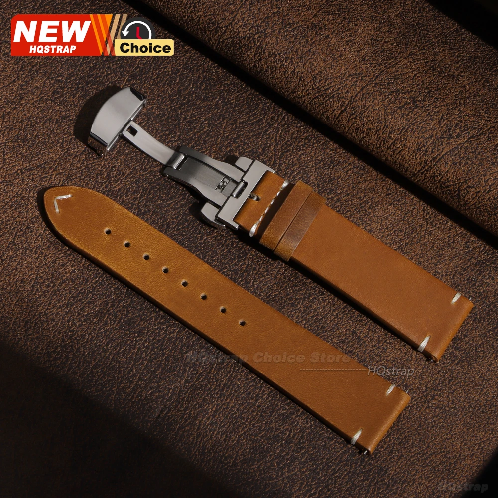 Premium Leather Butterfly Buckle Smartwatch Band - Oil Wax Finish