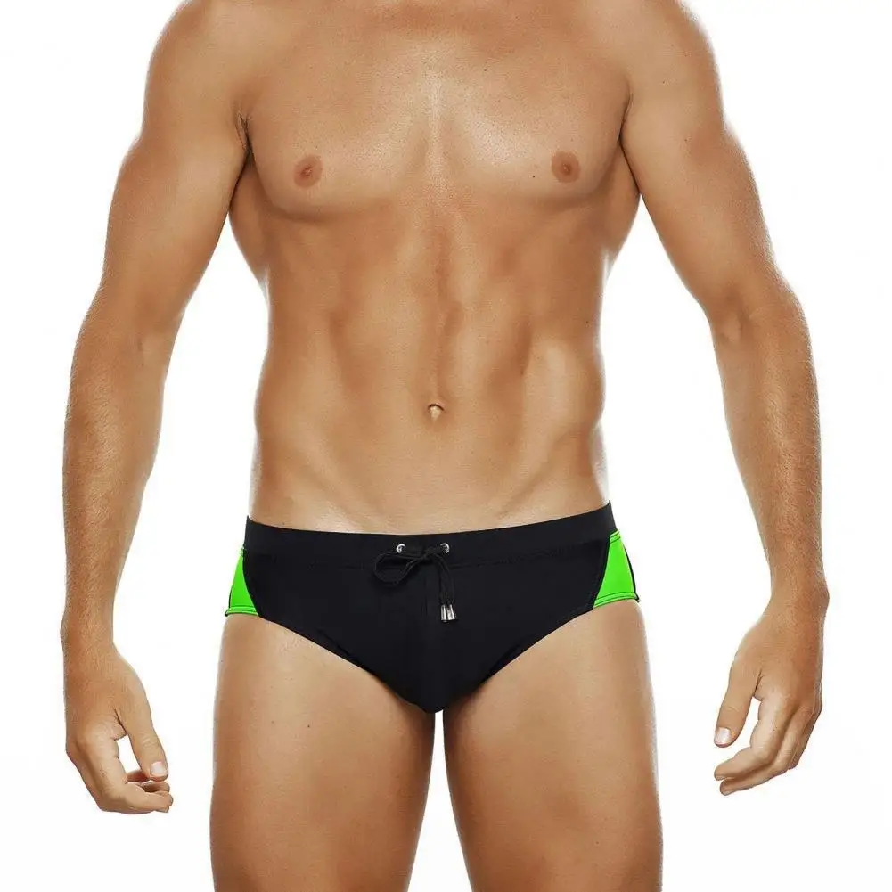 Hot Spring Beachwear Color-blocked Swimming Briefs Quick Dry Low Waist Men's Swimming Briefs for Water Sports Surfing for Slim