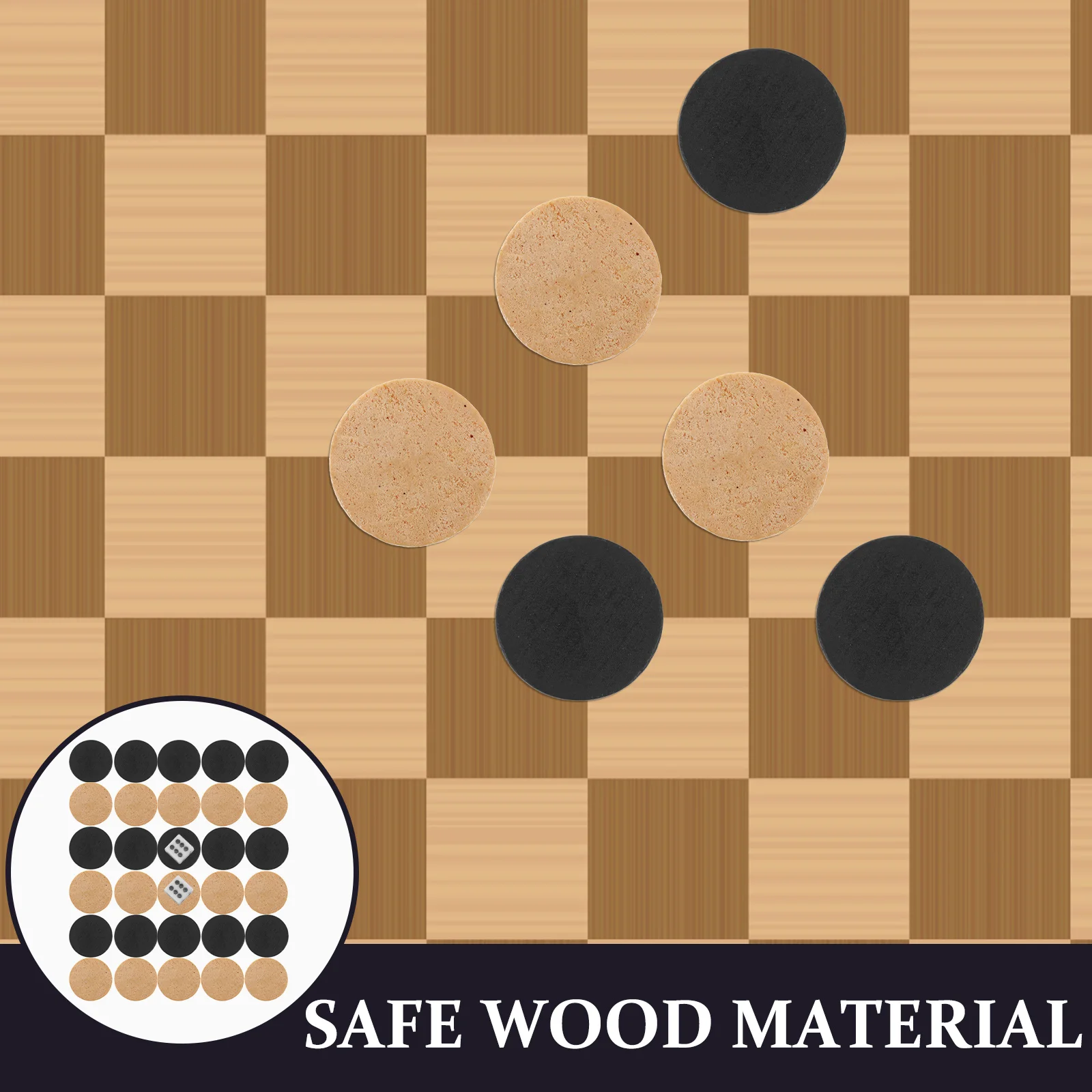 Backgammon Chess Pieces Wooden Checkers Game Accessory Replacement Desktop Checkered Travel Round For Accessories Board Set