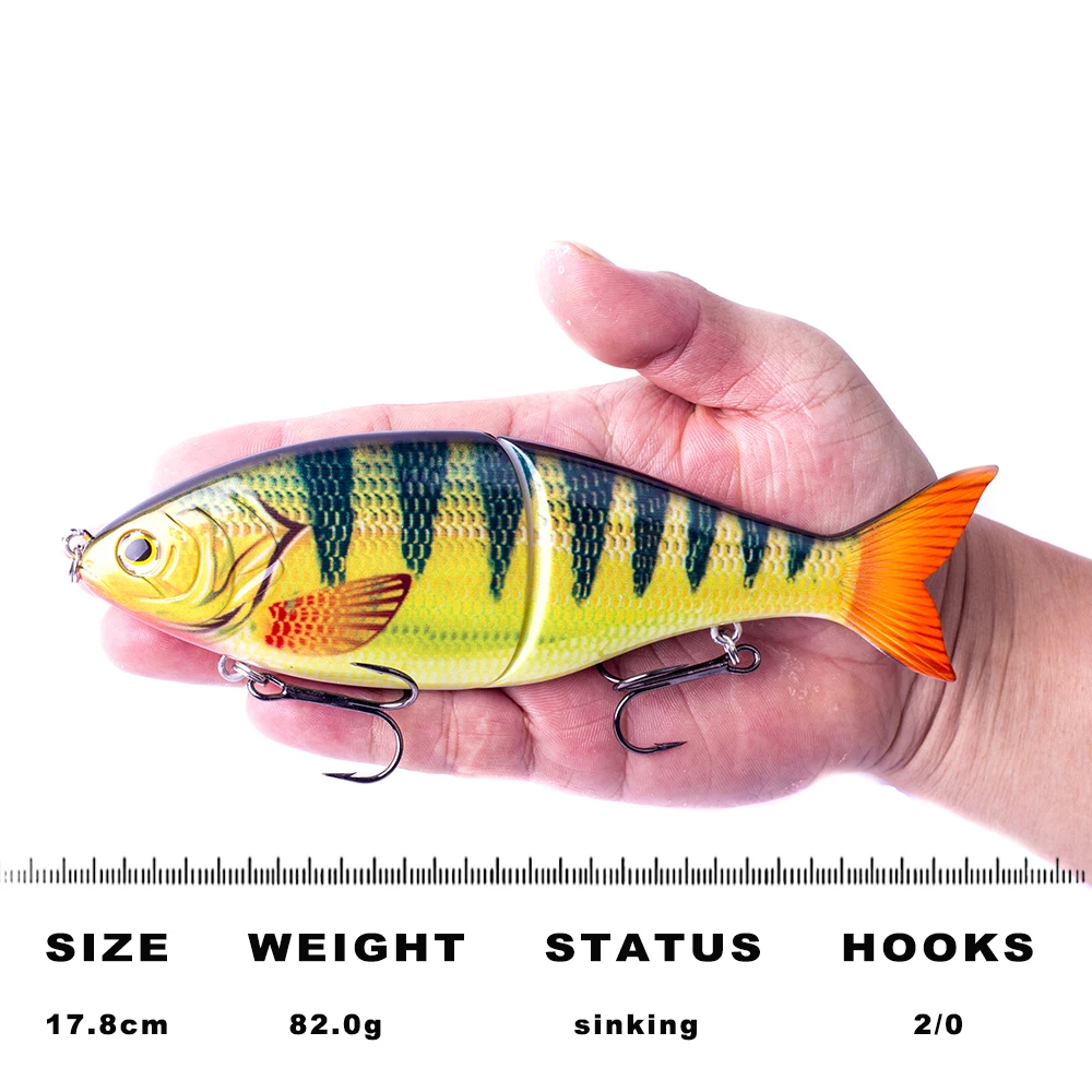 Fishing Lure Carp Fishing Bait 178mm 82g Shad Glider Swimbait Fishing Lures Hard Body Slow Sinking Jointed Bass Pike Lures Fishing Bait Tackle
