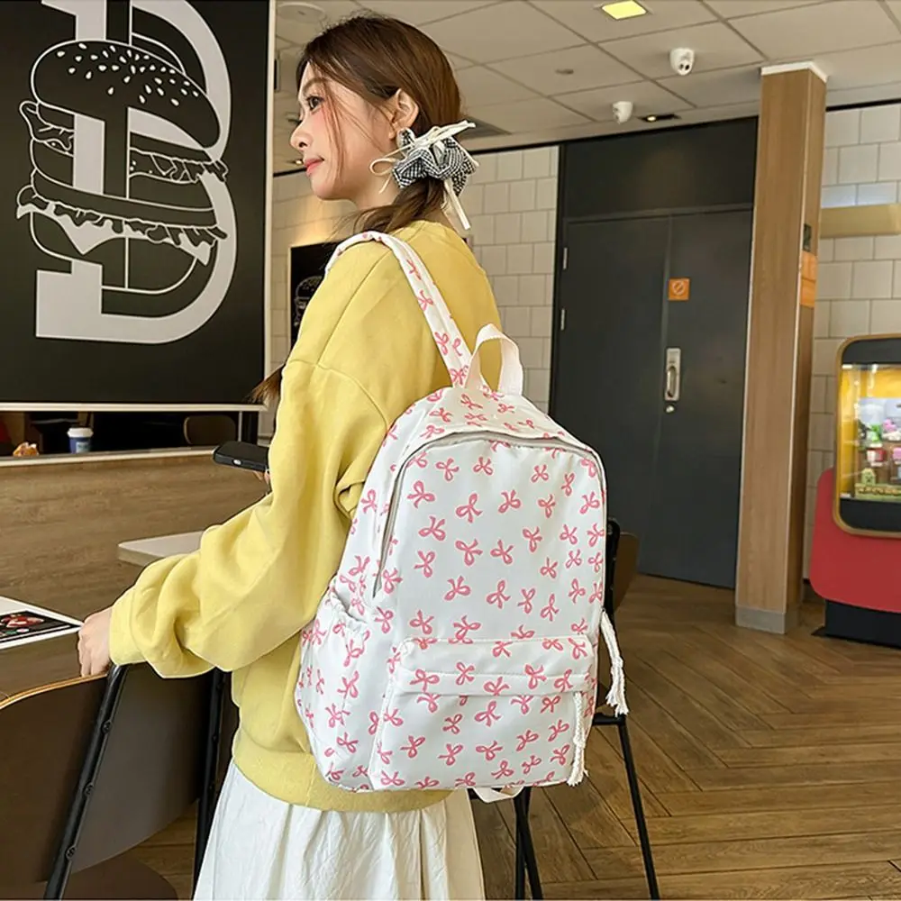 1Pcs New Lightweight Bow Backpack Nylon Cute Students School Bag Large Capacity Storage Bag for Girls 4