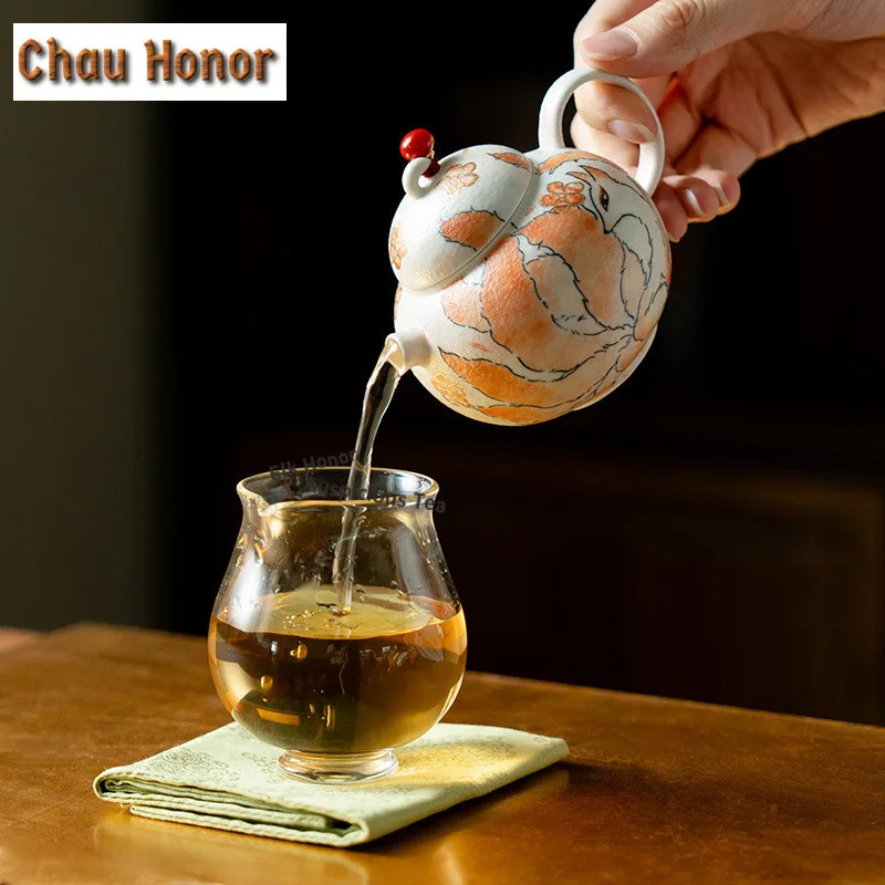 145ml Hand-painted Nine-tailed Fox Teapot Traditional Tea Infuser Pot Tea Maker Kettle with Strainer Cha Accessories Decoration