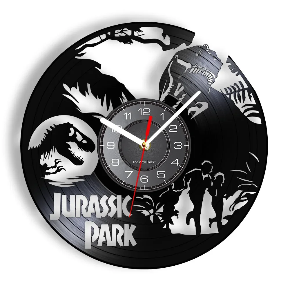 

Dinosaur Fantasy Science Fiction Movie Inspired Wall Clock For Adventure Home Theater Dinosaur Decor Retro Vinyl Record Watch