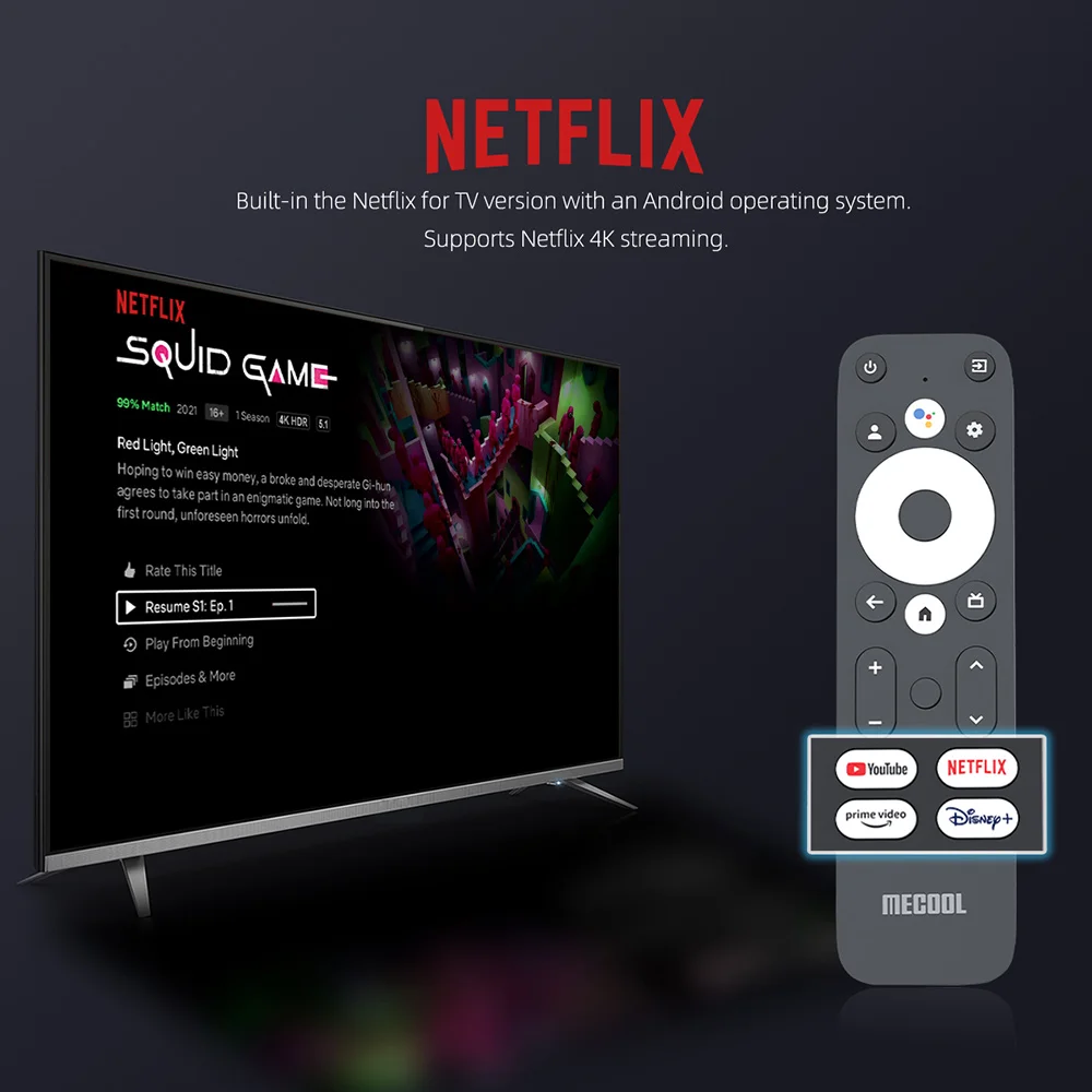 Mecool KD3 TV Stick Amlogic S905Y4 TV Box Android 11 2GB 8GB Netflix Google Certified Voice Support AV1 HDR10 2.4G&5G Wifi BT5.0 best tv sticks