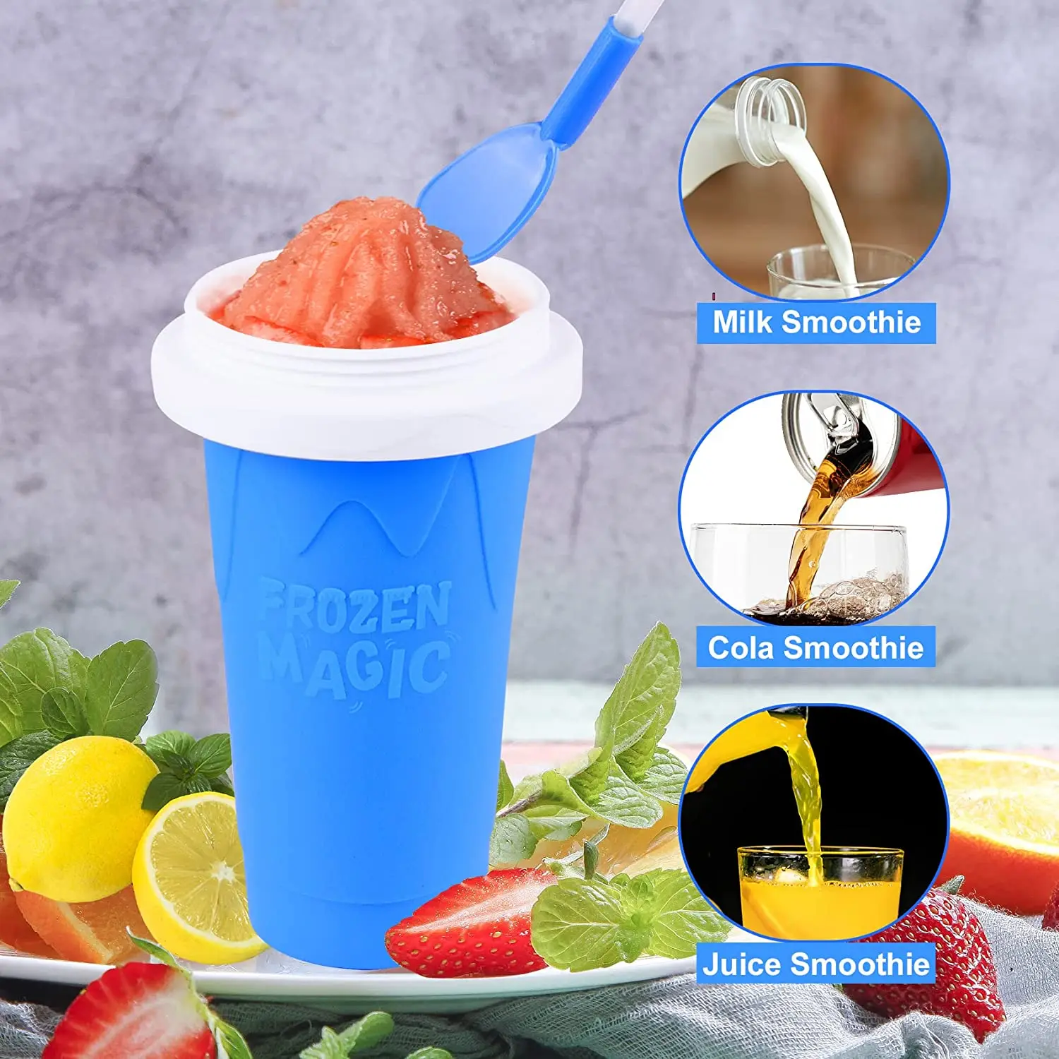 Slushy Cup Maker,Slushie Cup,Magic Quick Frozen Smoothie Cup Pinch Cups, Homemade Milk Shake Ice Cream Maker for Kids and Family