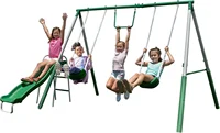 Amazon Exclusive My First Metal Outdoor Kids Swing Set with Slide, Green/White 1