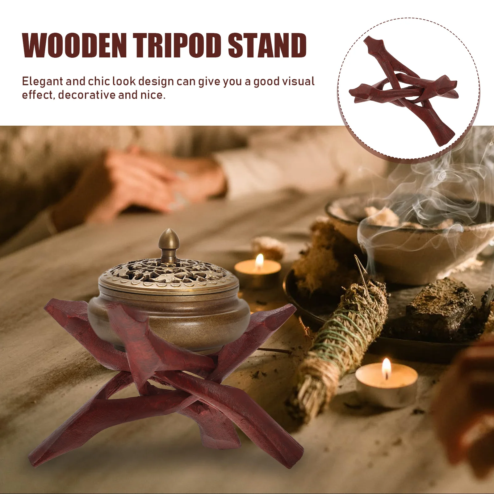 Wooden Tripod Stand Snake Shape Rack Creative Display Easel Durable Wood Stand Carved Tripod Supplies Wooden Display
